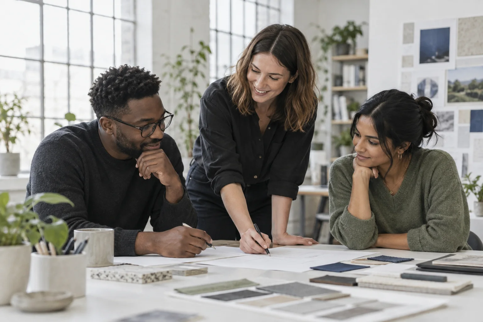Illustrative scene of professionals collaborating around a planning table