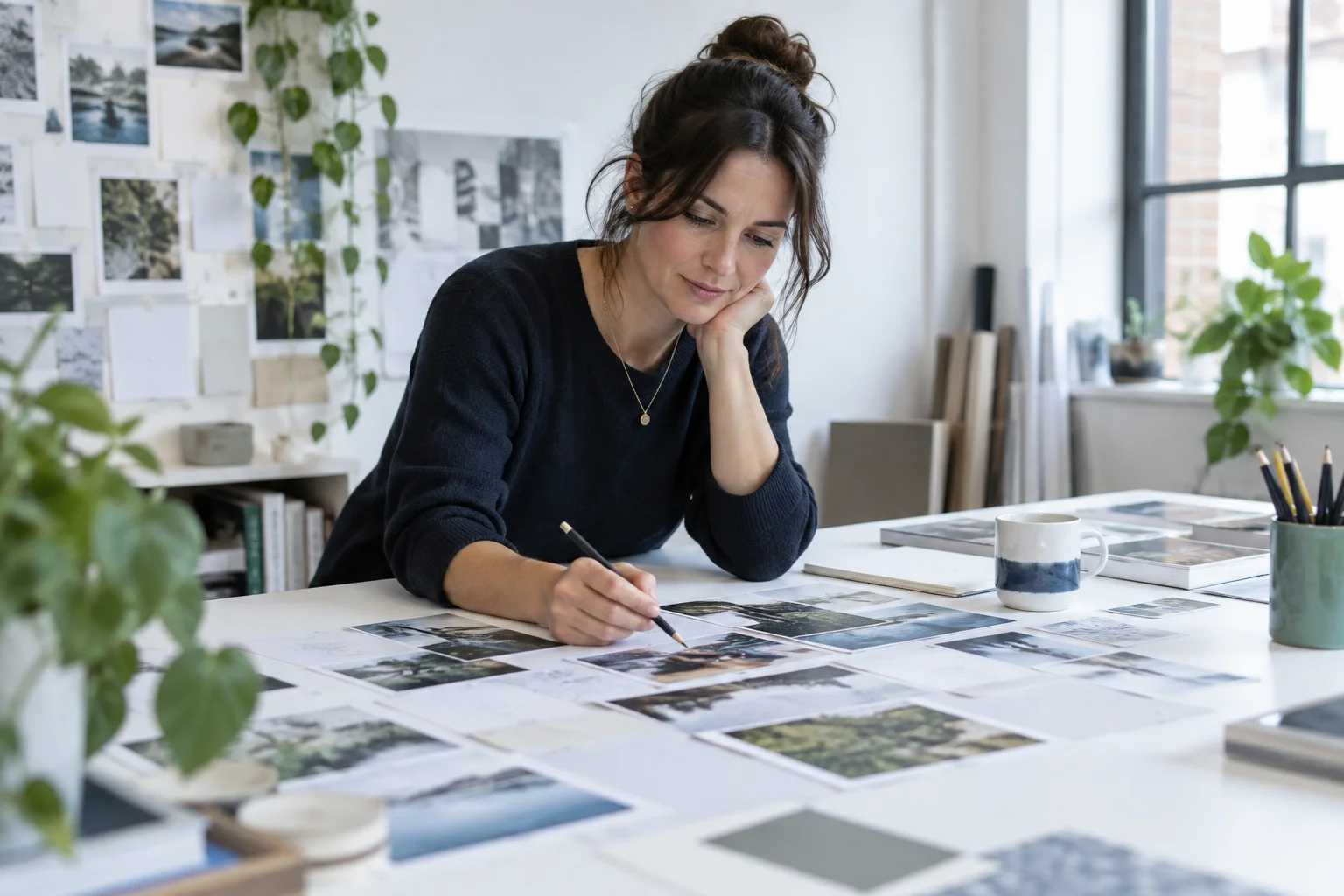 Professional reviewing unlabelled visual proofs for editorial content