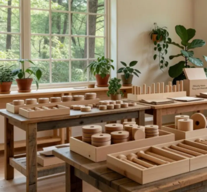 Sustainable toy workshop with natural materials