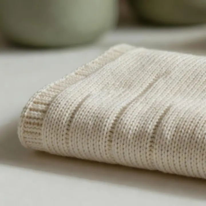 Close-up texture of organic cotton fabric showing natural fiber weave