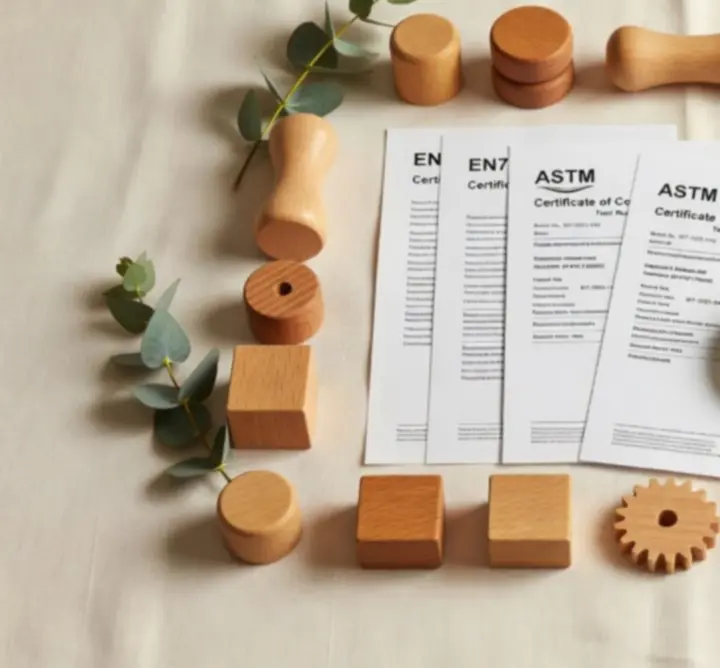 Safety testing certification documents and laboratory equipment for toy safety validation