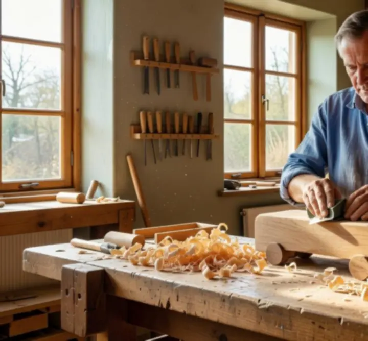 Artisan woodworking workshop using sustainable practices and traditional techniques